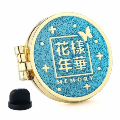 Popular Gold Plated Flip Type Axis Lapel Pin With Glitter And Magnet