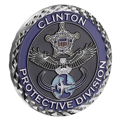 Custom Silver Metal Coin Soft Enamel USA Eagle Logo Protective Division Secret Service Coin